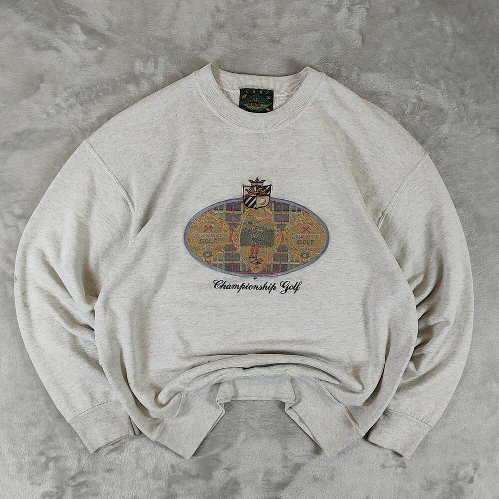 Vintage Championship Golf Graphic Crewneck Sweatshirt - Light Gray